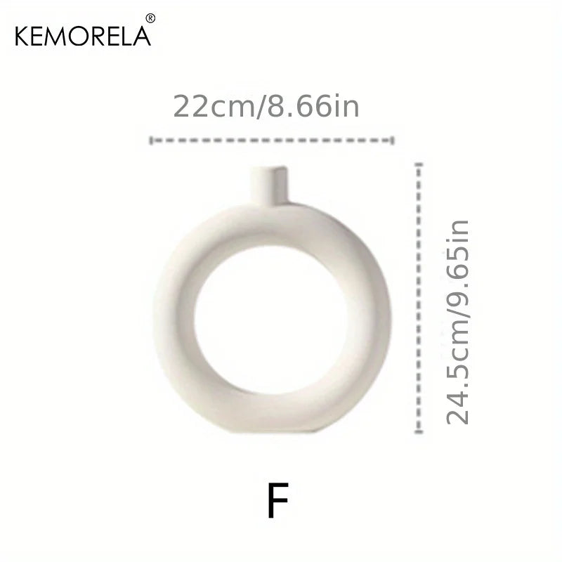 Vaso Decorativo Circular Vazado Nórdico de Cerâmica para Mesa Modelo 35 em sala decorada