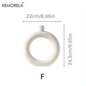 Vaso Decorativo Circular Vazado Nórdico de Cerâmica para Mesa Modelo 35 em sala decorada