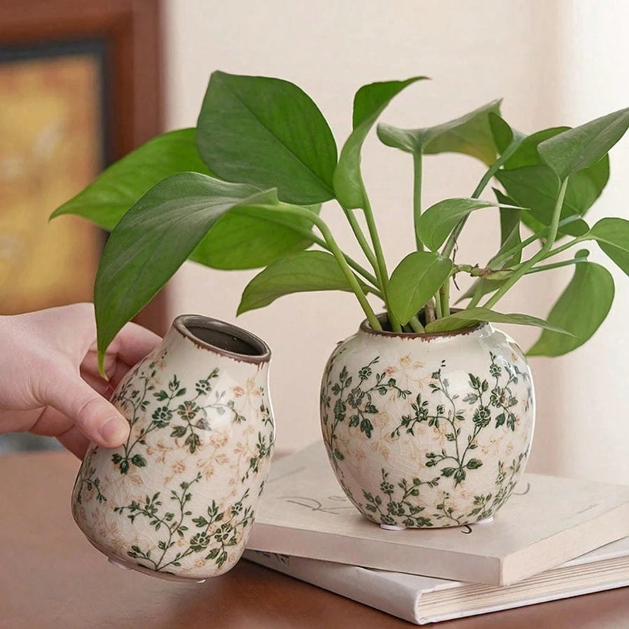 Vaso Decorativo Craquelado Boho de Cerâmica para Mesa em sala decorada