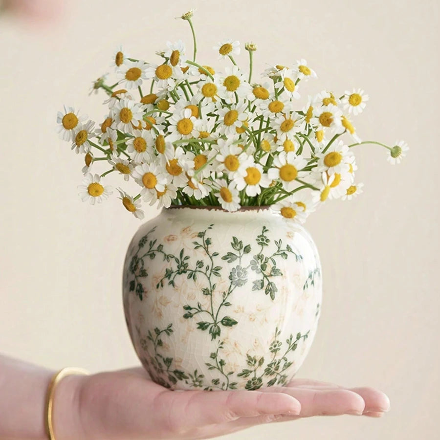 Vaso Decorativo Craquelado Boho de Cerâmica para Mesa em sala decorada