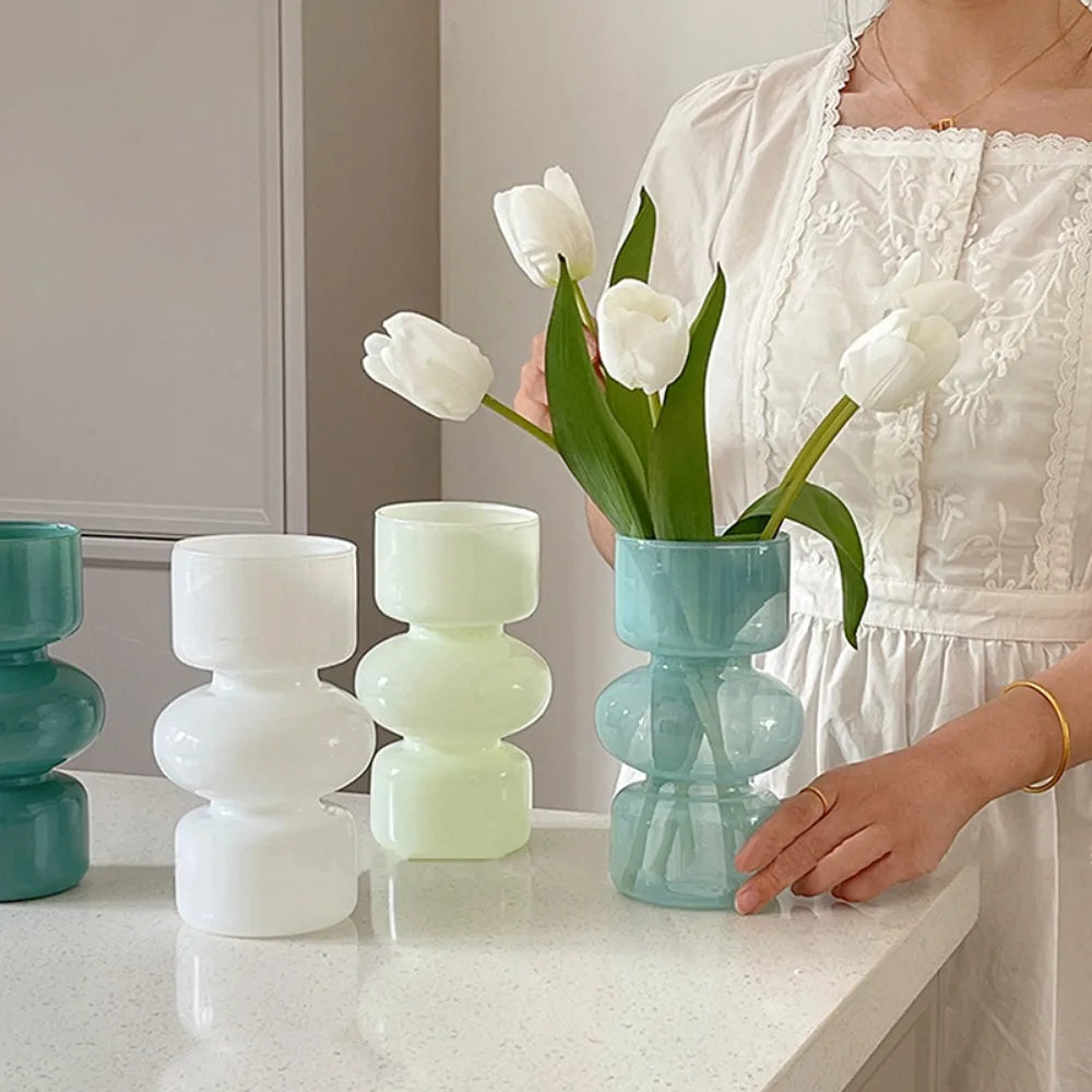 Vaso Decorativo de Vidro para Mesa com detalhe de textura e acabamento