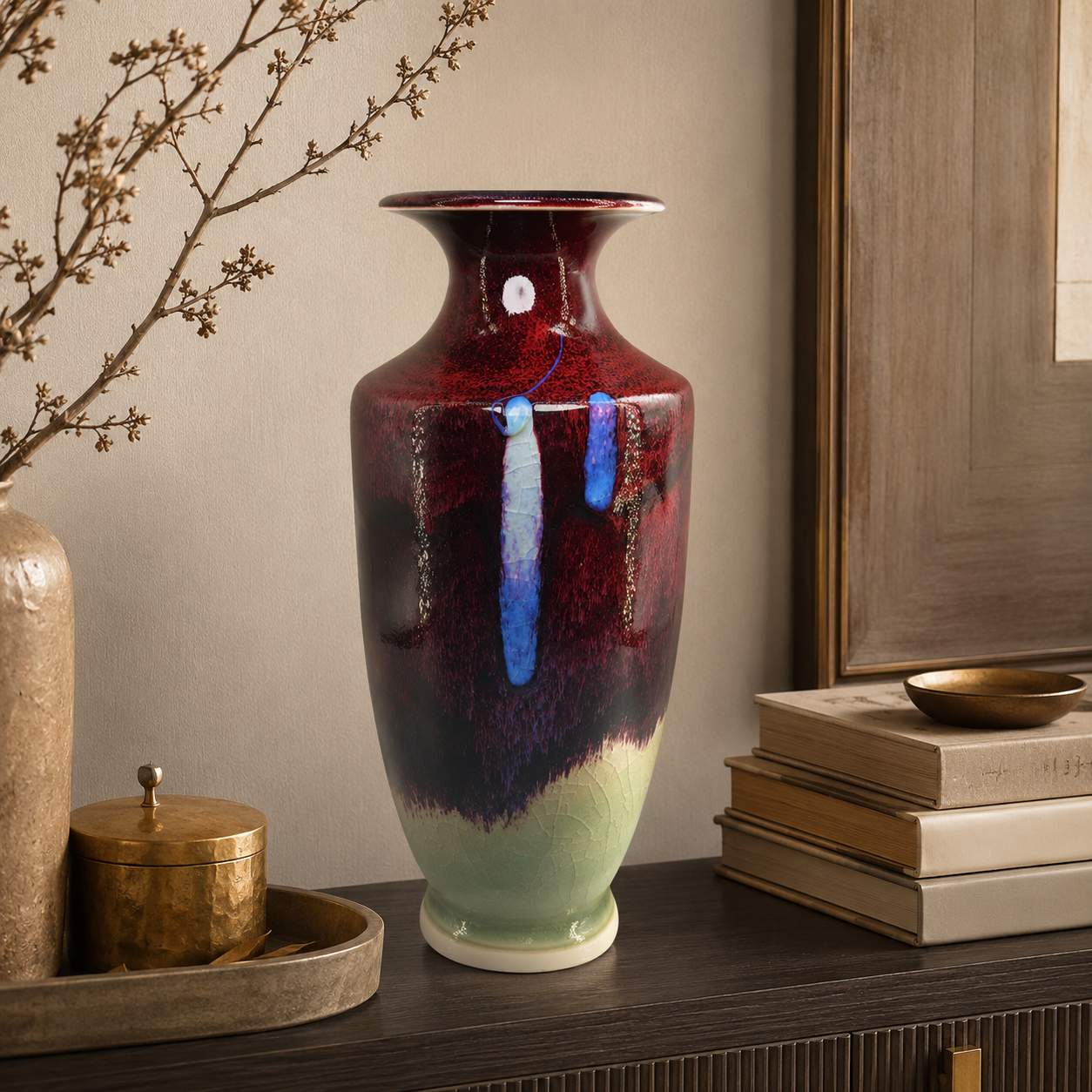 Composição editorial com vasos decorativos