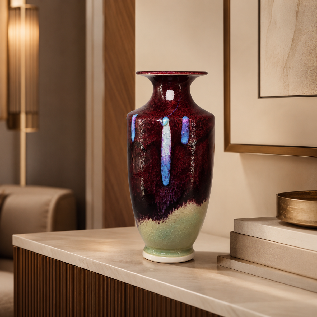 Vaso Decorativo Estilo Oriental de Cerâmica para Rack na galeria do produto