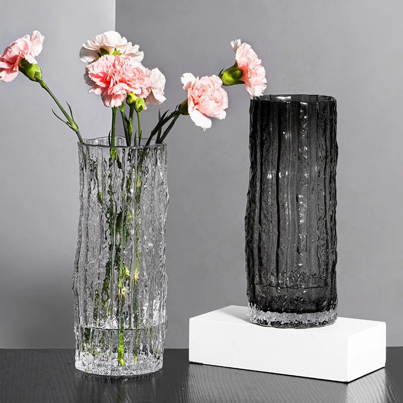 Vaso Decorativo Glacier Transparente Mini de Vidro para Mesa em sala decorada