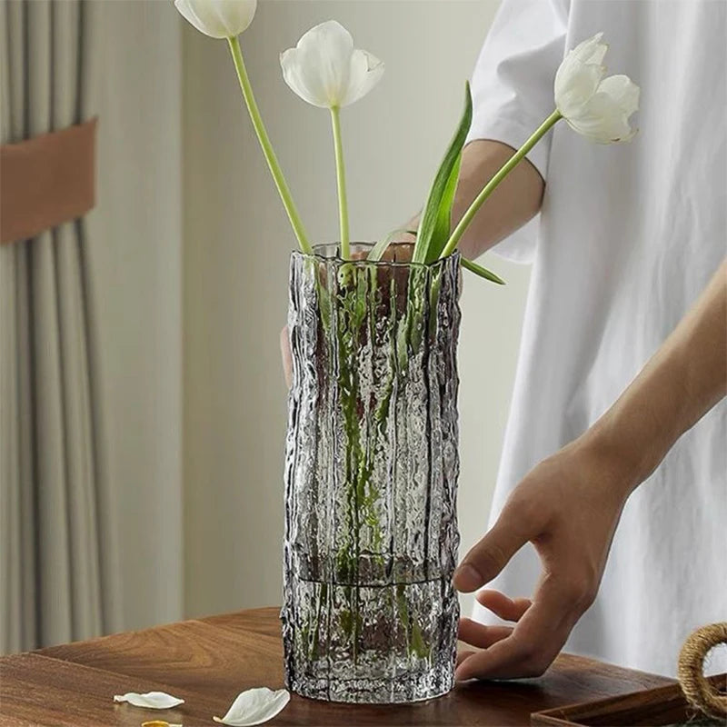 Vaso Decorativo Glacier Transparente Mini de Vidro para Mesa em sala decorada