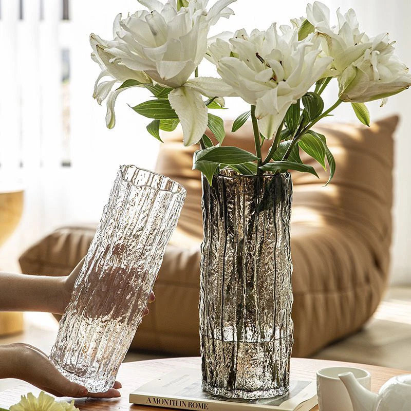Vaso Decorativo Glacier Transparente Mini de Vidro para Mesa em sala decorada