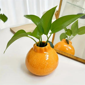 Vaso Decorativo Laranja Escultural de Cerâmica para Mesa com detalhe de textura e acabamento
