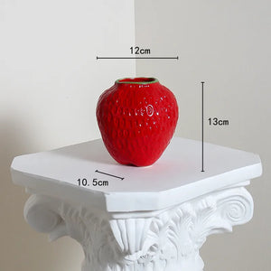 Vaso Decorativo Morango Criativo de Cerâmica para Mesa em sala decorada