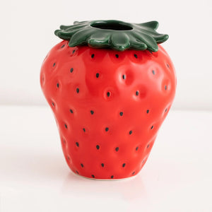 Vaso Decorativo Morango Criativo de Cerâmica para Mesa Modelo 51 em sala decorada