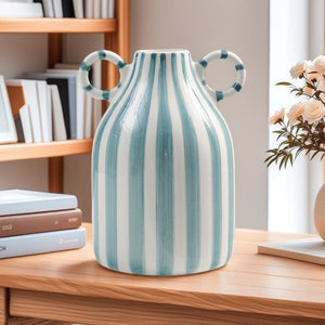Vaso Decorativo Nórdico Listrado de Cerâmica para Plantas com detalhe de textura e acabamento