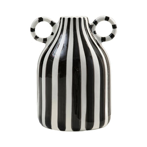 Vaso Decorativo Nórdico Listrado de Cerâmica para Plantas em sala decorada