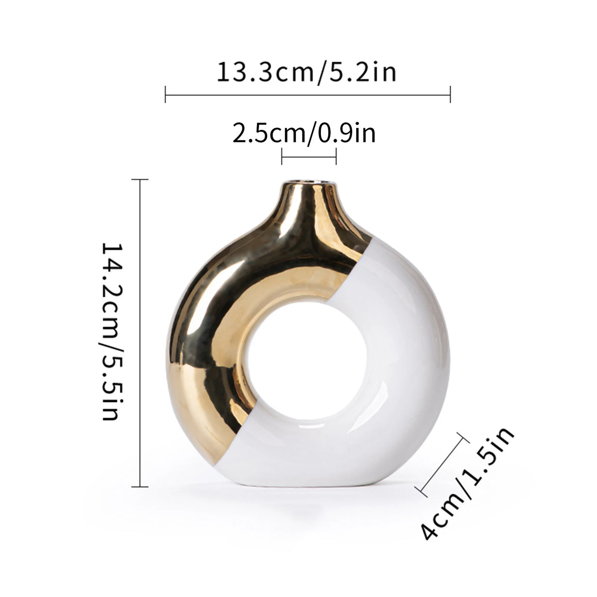 Vaso Decorativo Nórdico Troféu Dourado de Cerâmica para Mesa em sala decorada