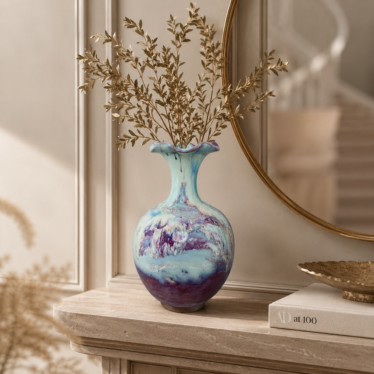 Vaso Decorativo Porcelana Jun Craquelado de Porcelana para Aparador na galeria do produto